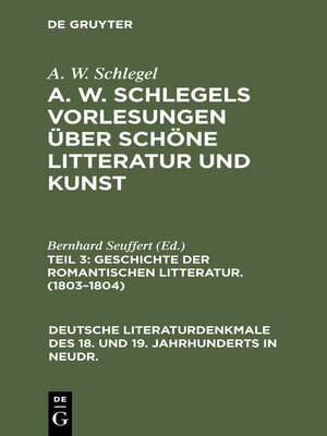 cover image of Geschichte der Romantischen Litteratur. (1803–1804)